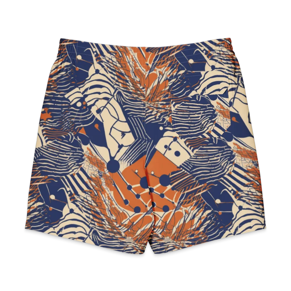 Indigo Tectonics on Men's Board Shorts — Back