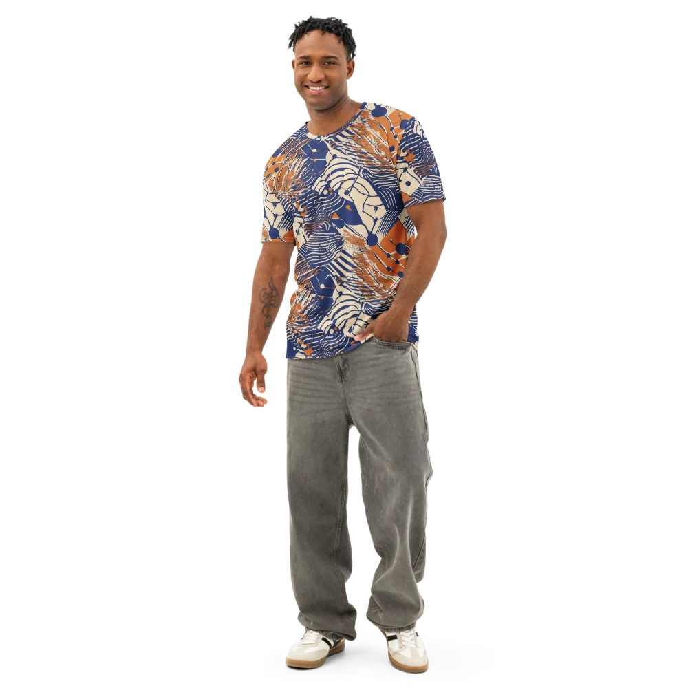 Indigo Tectonics on Men's Cotton Crew Neck T-Shirt — Front