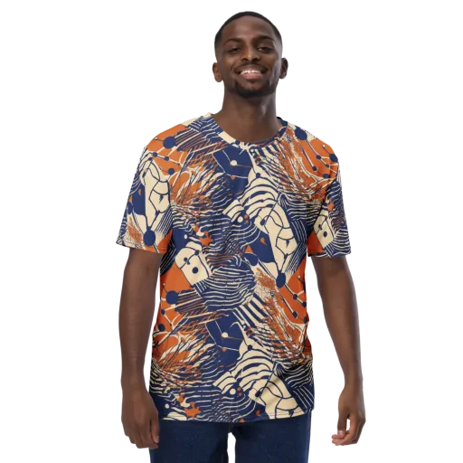 Indigo Tectonics on a Men's Crew Neck T-Shirt