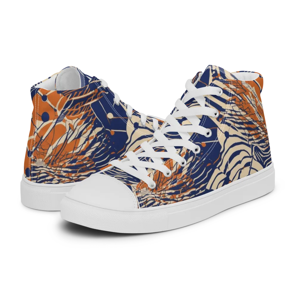 Indigo Tectonics on Men's High Top Canvas Shoes — Left