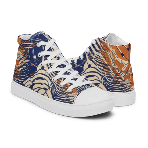 Indigo Tectonics on a Men's High Top Canvas Shoes