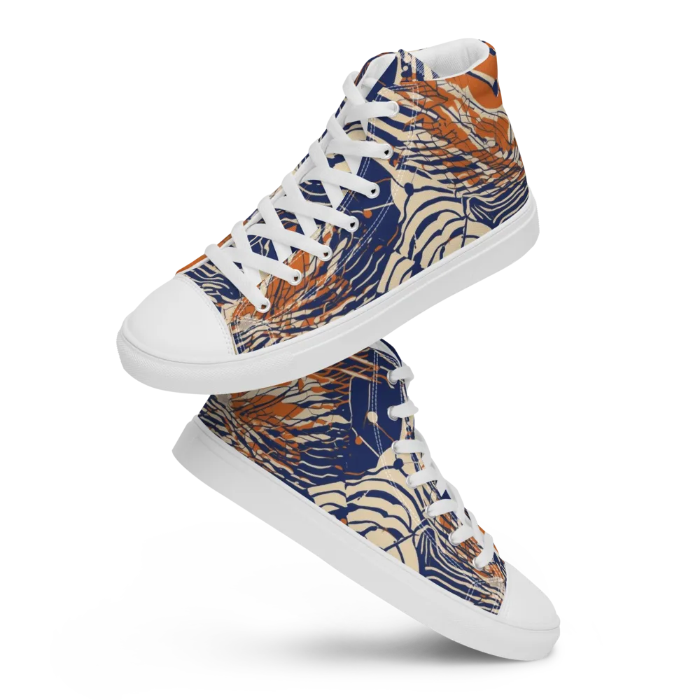 Indigo Tectonics on Men's High Top Canvas Shoes — Front