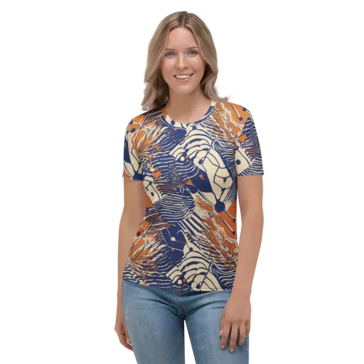 Indigo Tectonics on a Women's Crew Neck T-Shirt