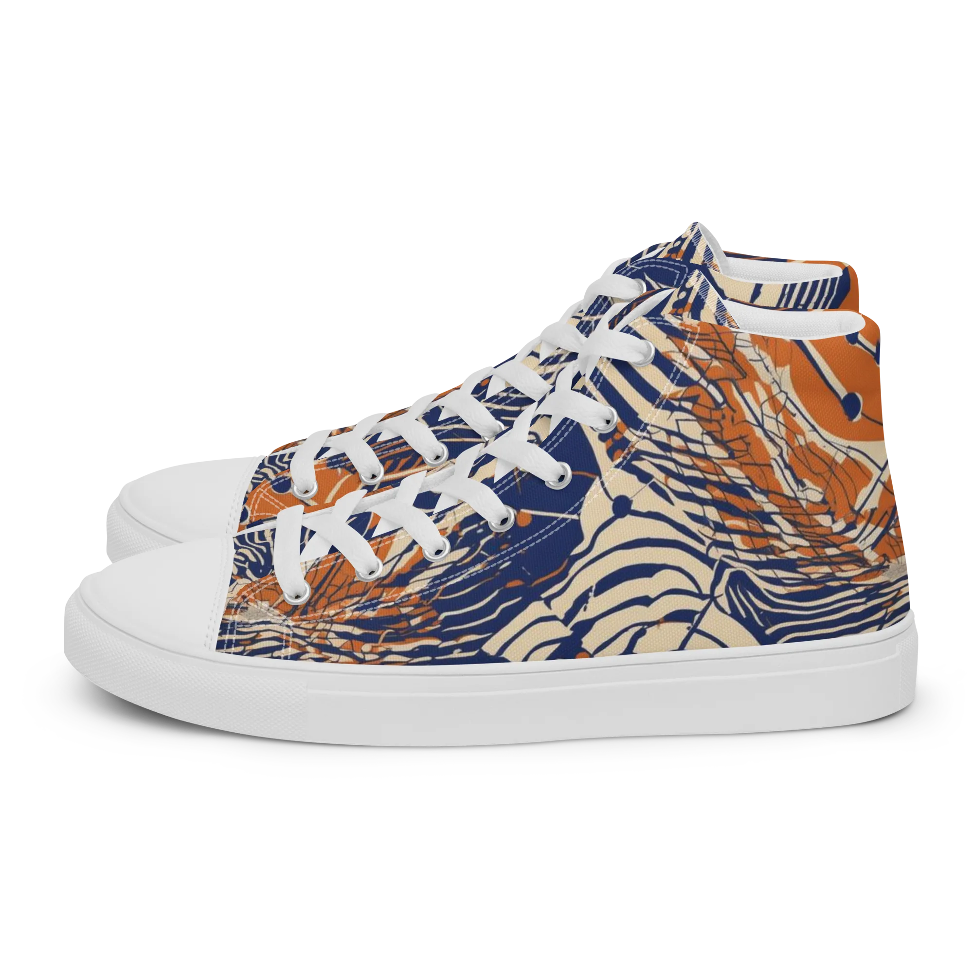 Indigo Tectonics on Women's High Top Canvas Shoes — Left