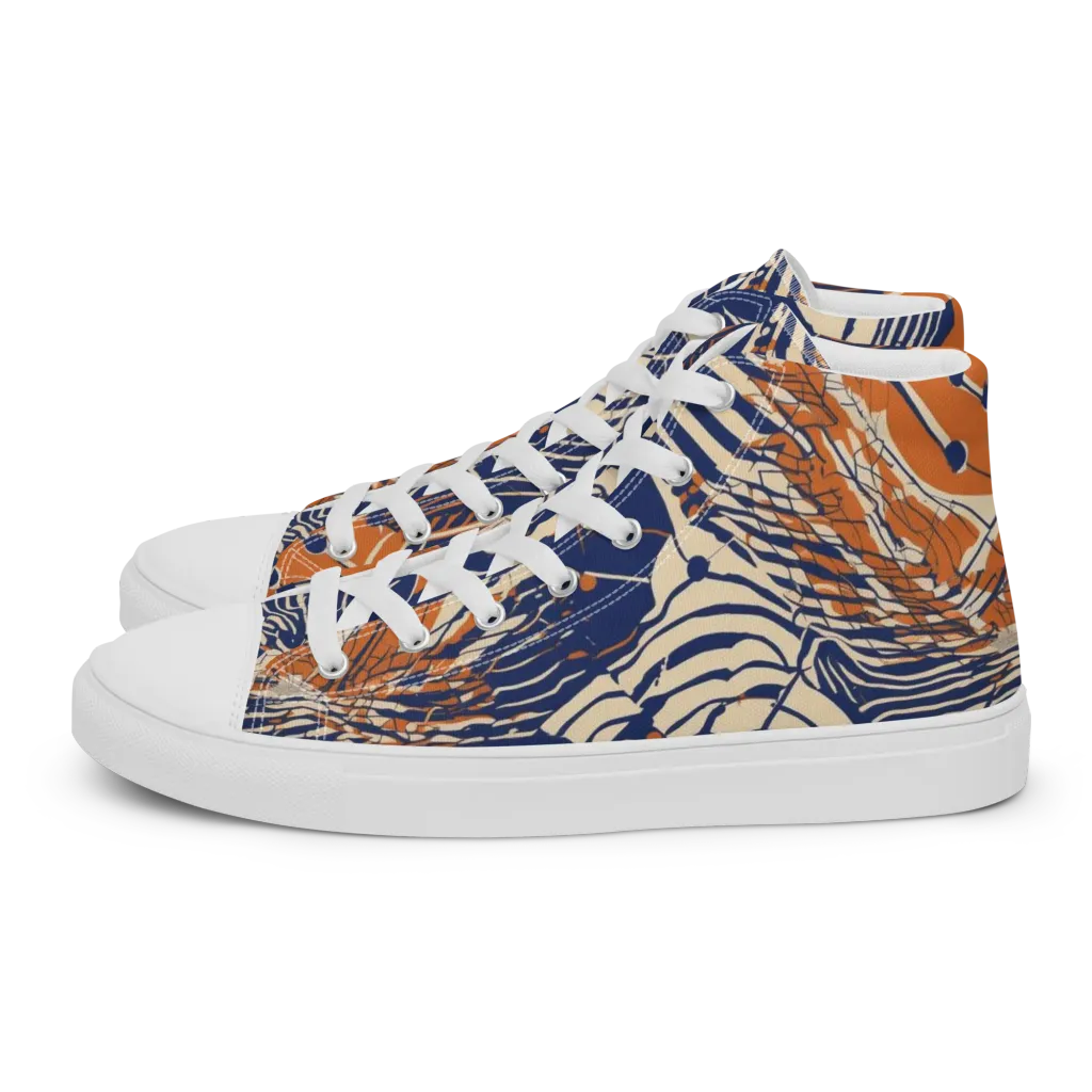 Indigo Tectonics on Women's High Top Canvas Shoes — Left