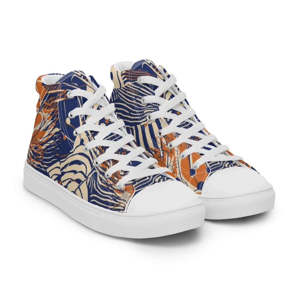 Indigo Tectonics on Women's High Top Canvas Shoes — Right Front