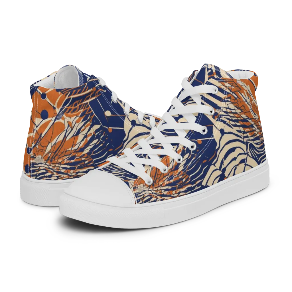 Indigo Tectonics on Women's High Top Canvas Shoes — Left