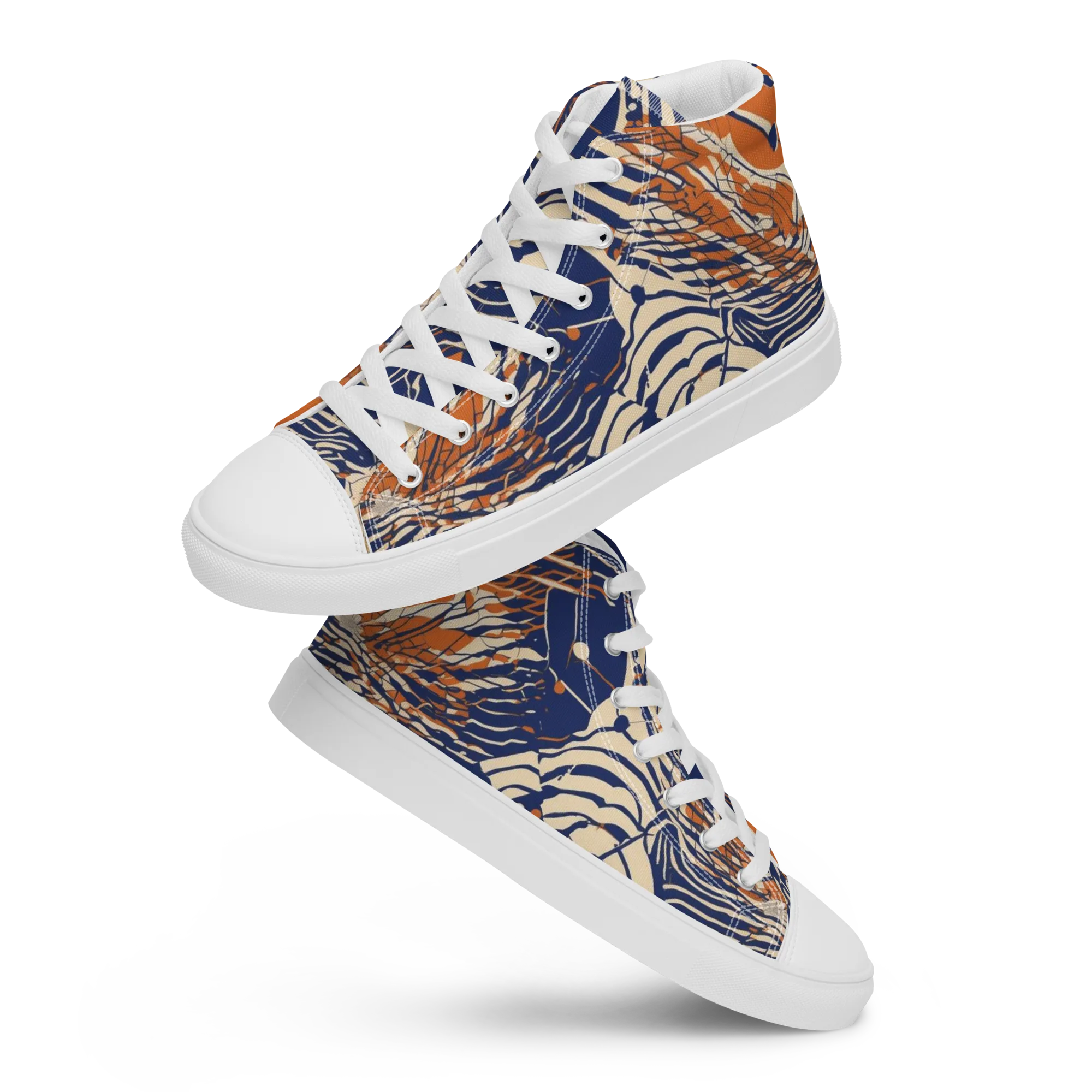 Indigo Tectonics on Women's High Top Canvas Shoes — Front
