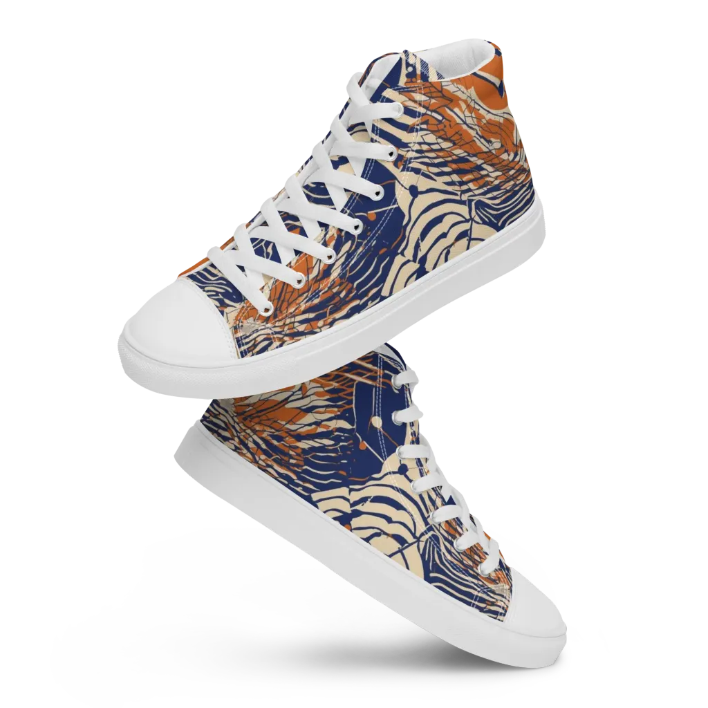 Indigo Tectonics on Women's High Top Canvas Shoes — Front