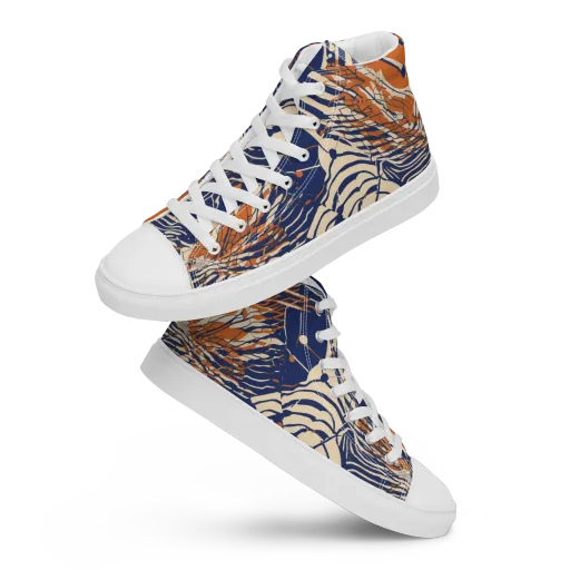 Indigo Tectonics on a Women's High Top Canvas Shoes