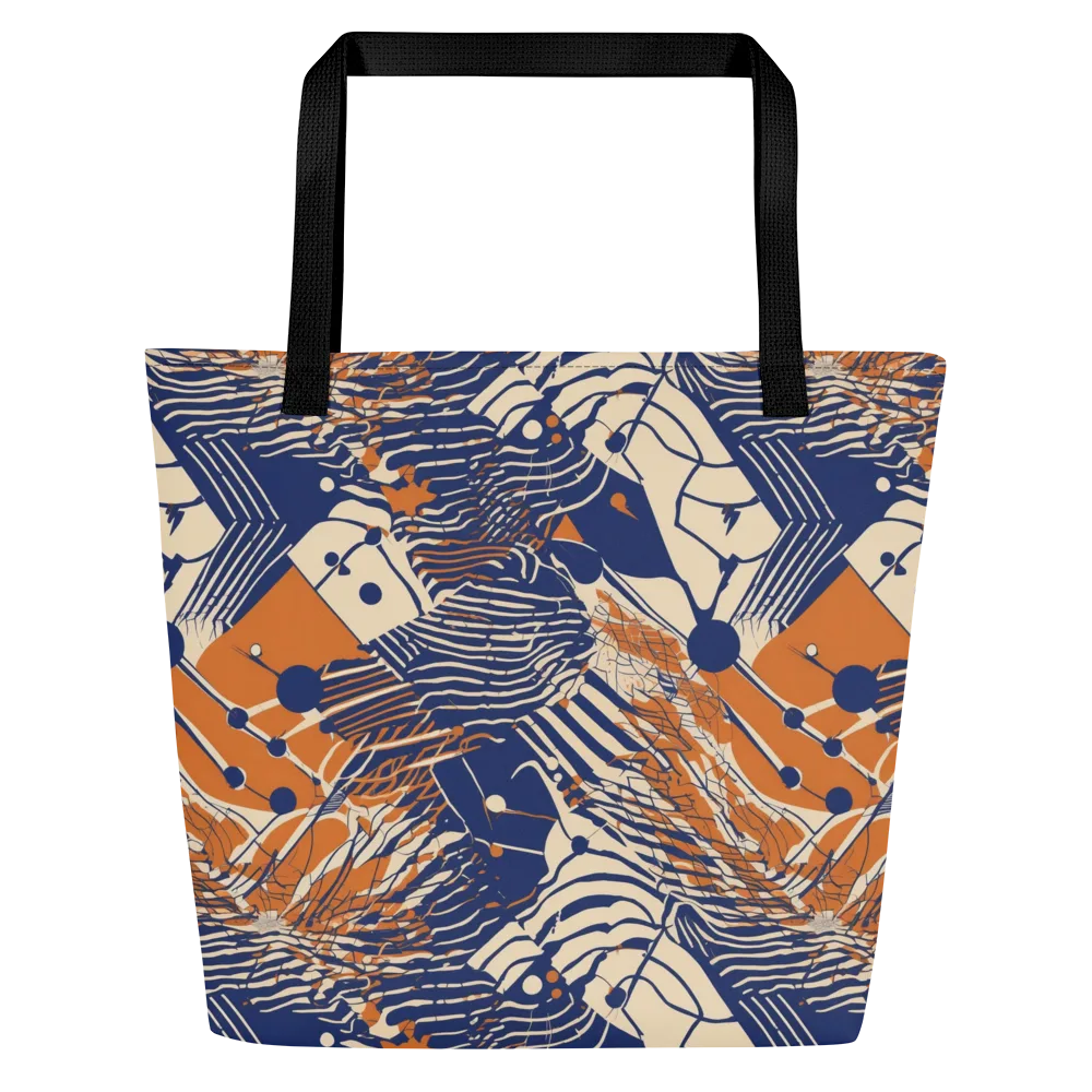 Indigo Tectonics on Large Tote Bag W/ Pocket — Front