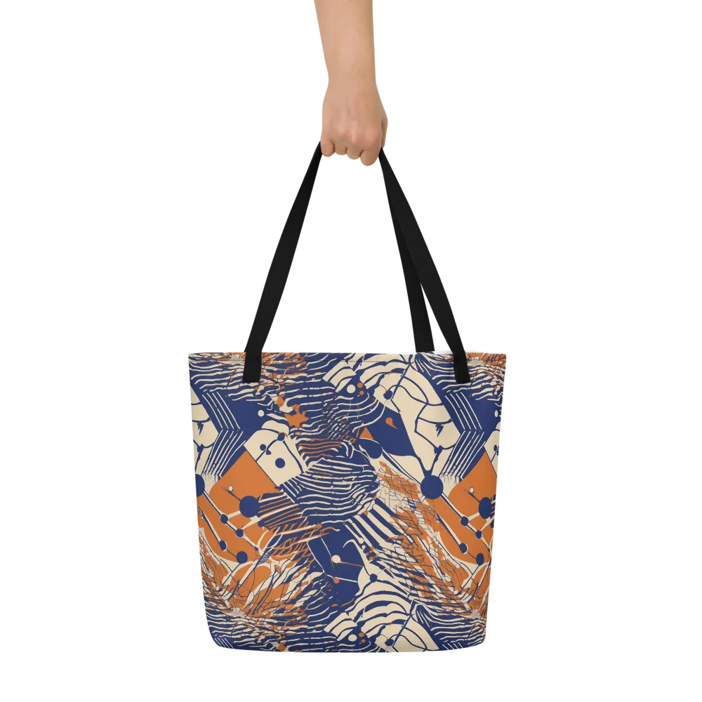 Indigo Tectonics on Large Tote Bag W/ Pocket — Front