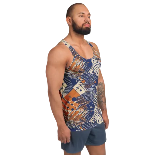 Indigo Tectonics on a Men's Tank Top