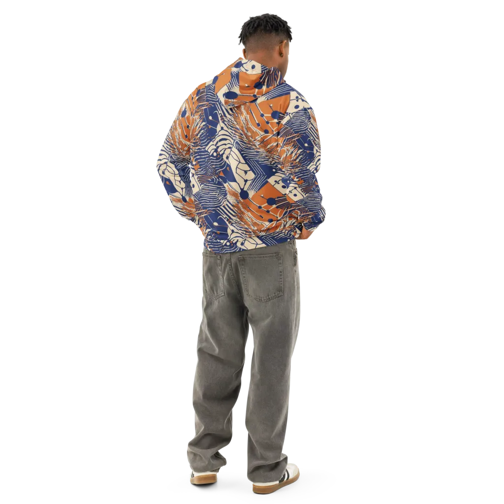 Indigo Tectonics on Cotton Hoodie — Back