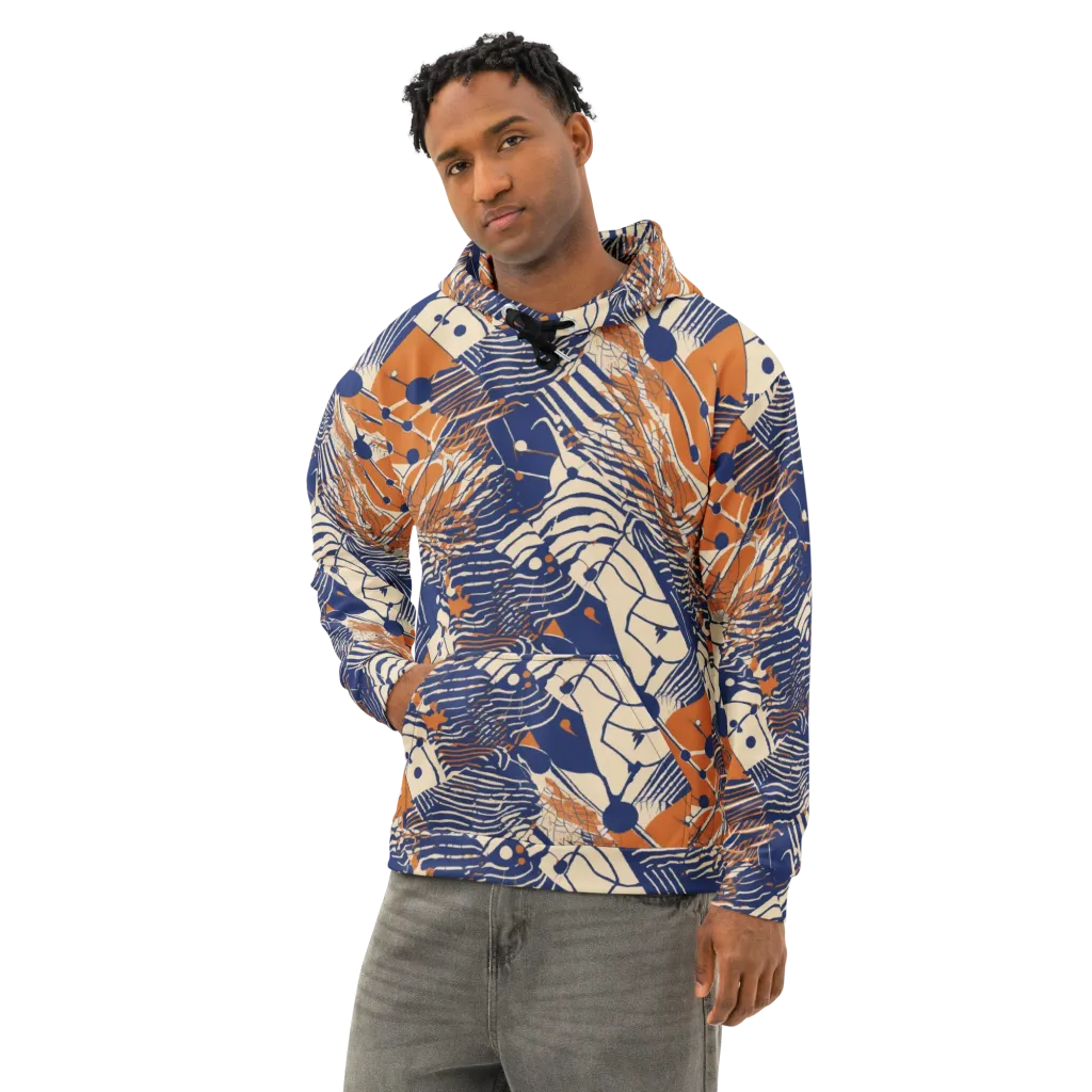 Indigo Tectonics on Cotton Hoodie — Left Front