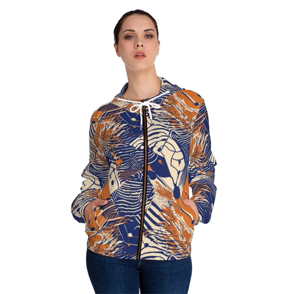 Indigo Tectonics on Women's Full-Zip Hoodie — Front On Person