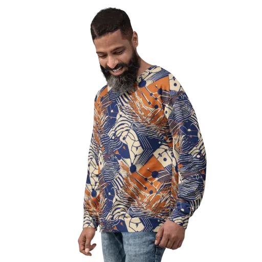 Indigo Tectonics on a Sweatshirt