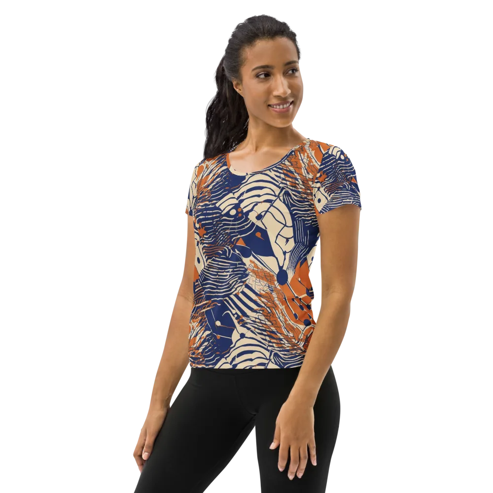 Indigo Tectonics on Women's Athletic T-Shirt — Left