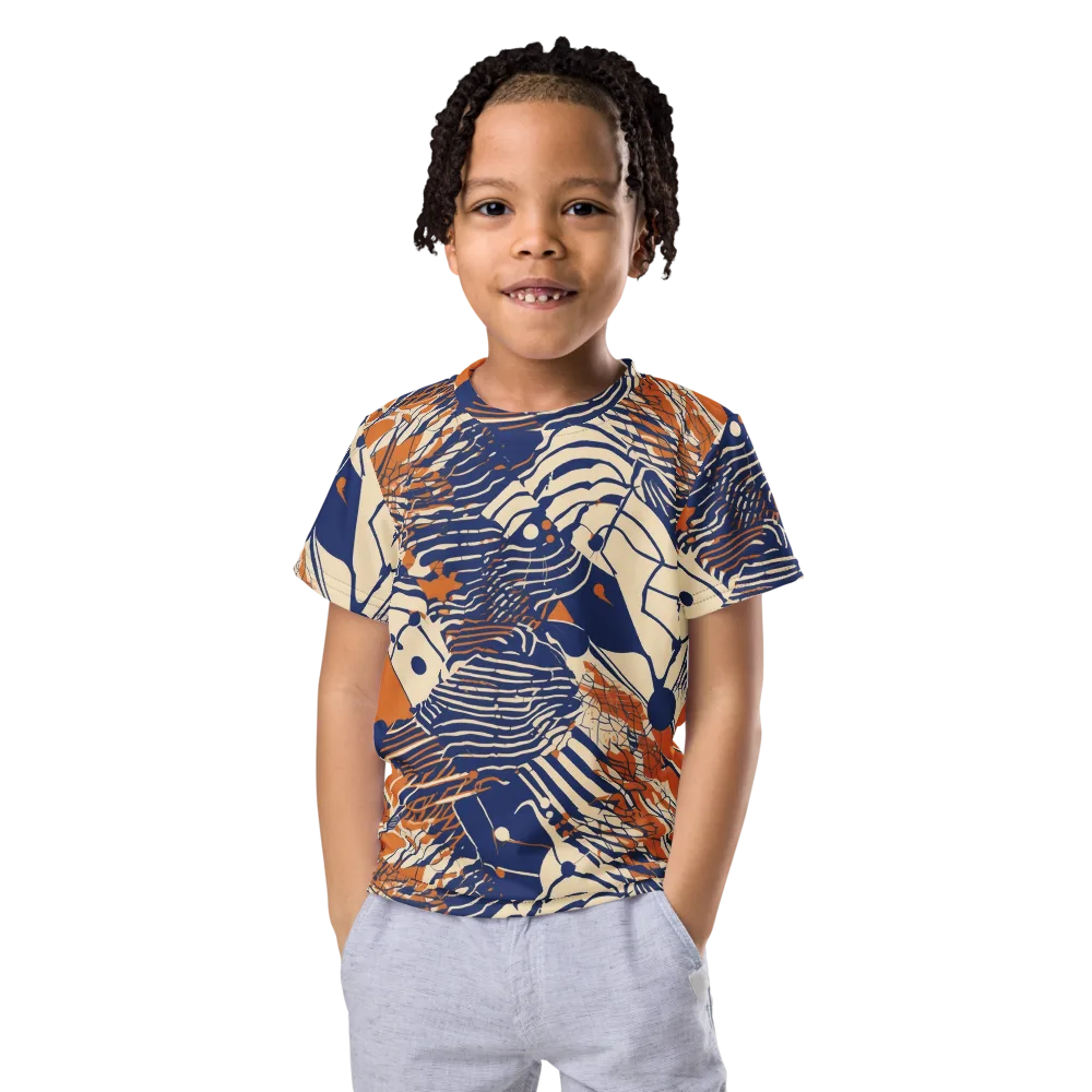 Indigo Tectonics on Kids Crew Neck T-Shirt — Front