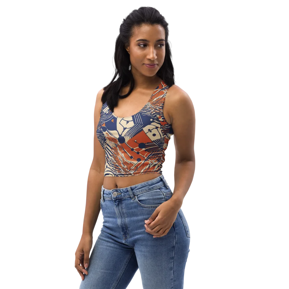 Indigo Tectonics on Crop Top — Left Front