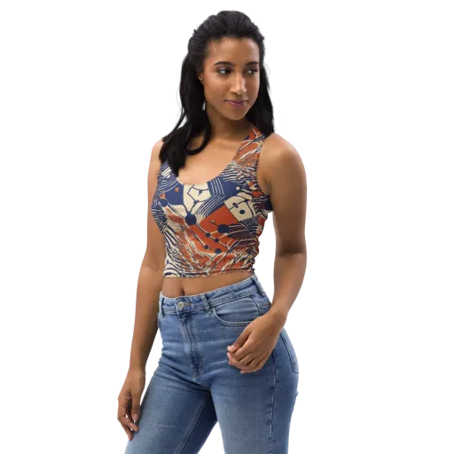 Indigo Tectonics on a Crop Top