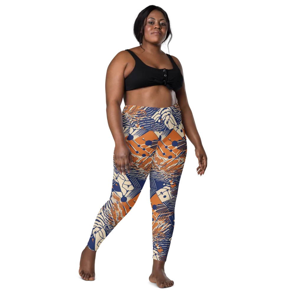 Indigo Tectonics on Leggings with Pockets — Front