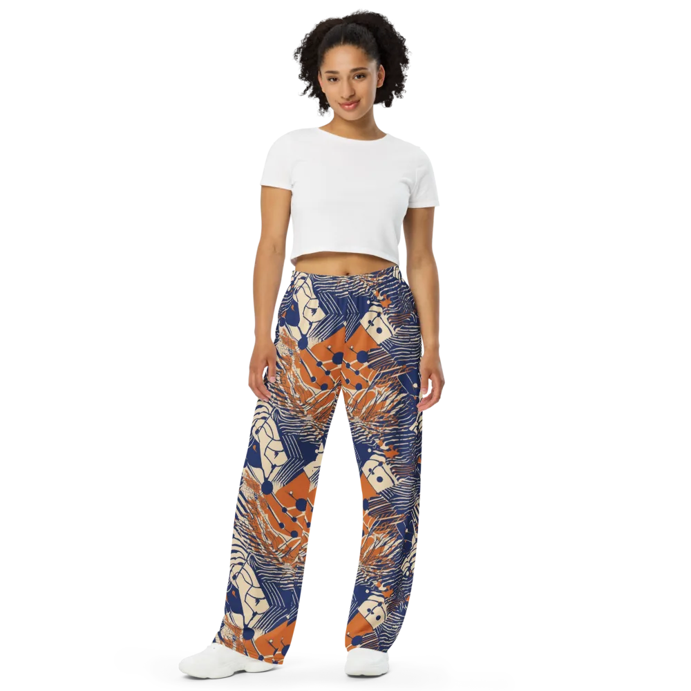 Indigo Tectonics on Wide-Leg Pants — Front