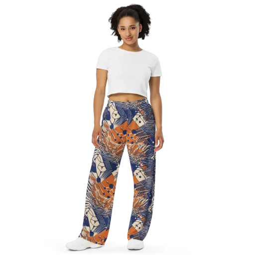 Indigo Tectonics on a Wide-Leg Pants