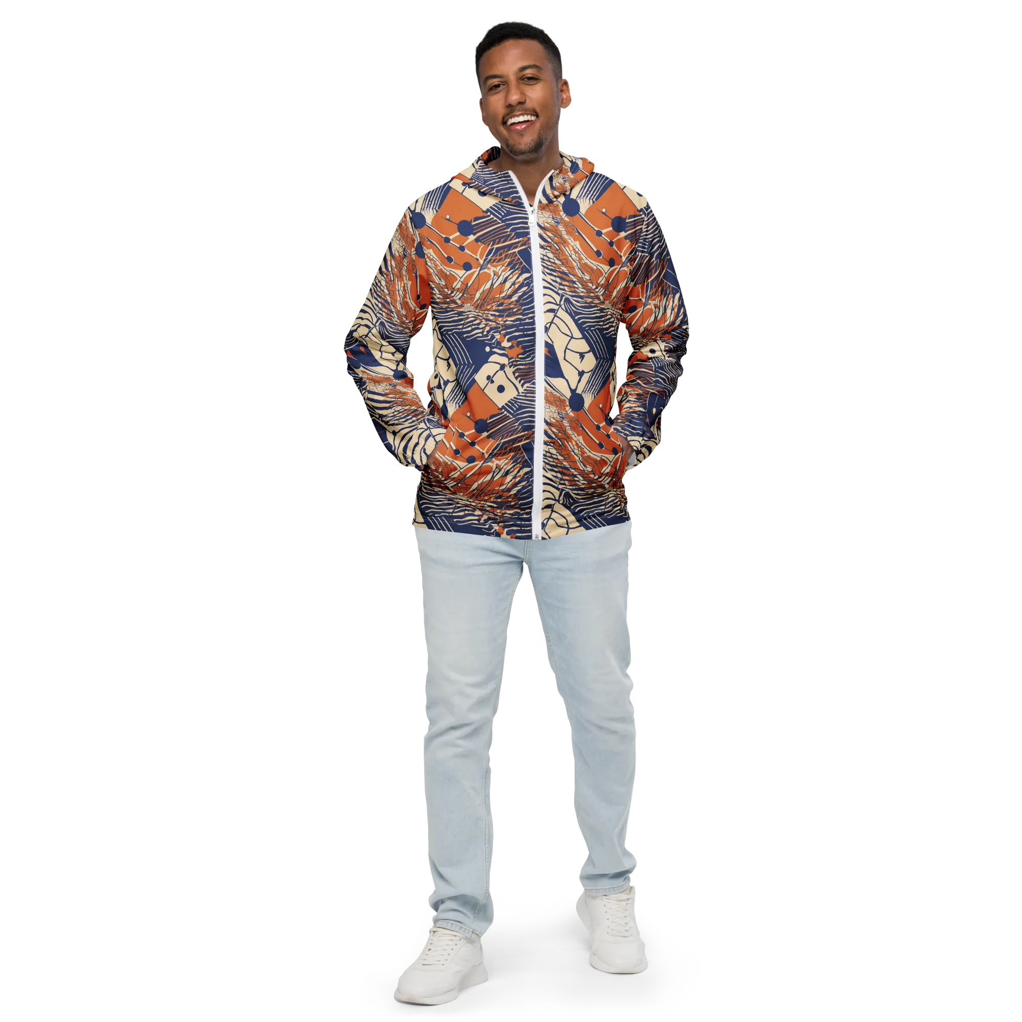 Indigo Tectonics on Men's Windbreaker — Front