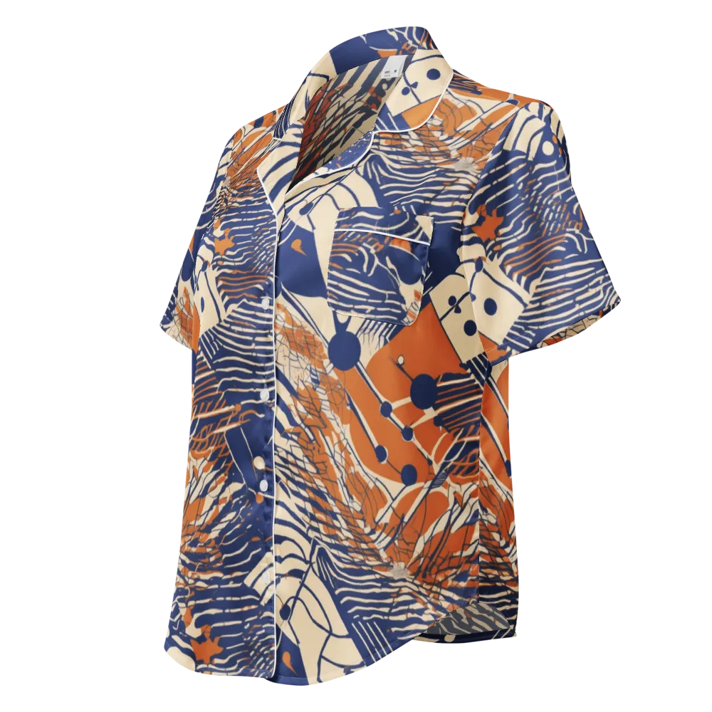 Indigo Tectonics on Women's Short Sleeve Pajama Top — Left Front