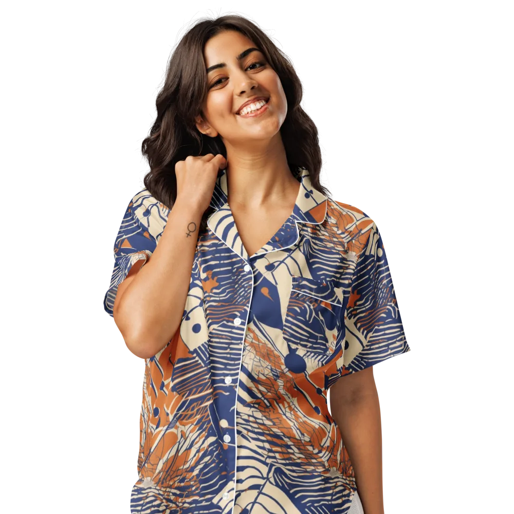 Indigo Tectonics on Women's Short Sleeve Pajama Top — Front