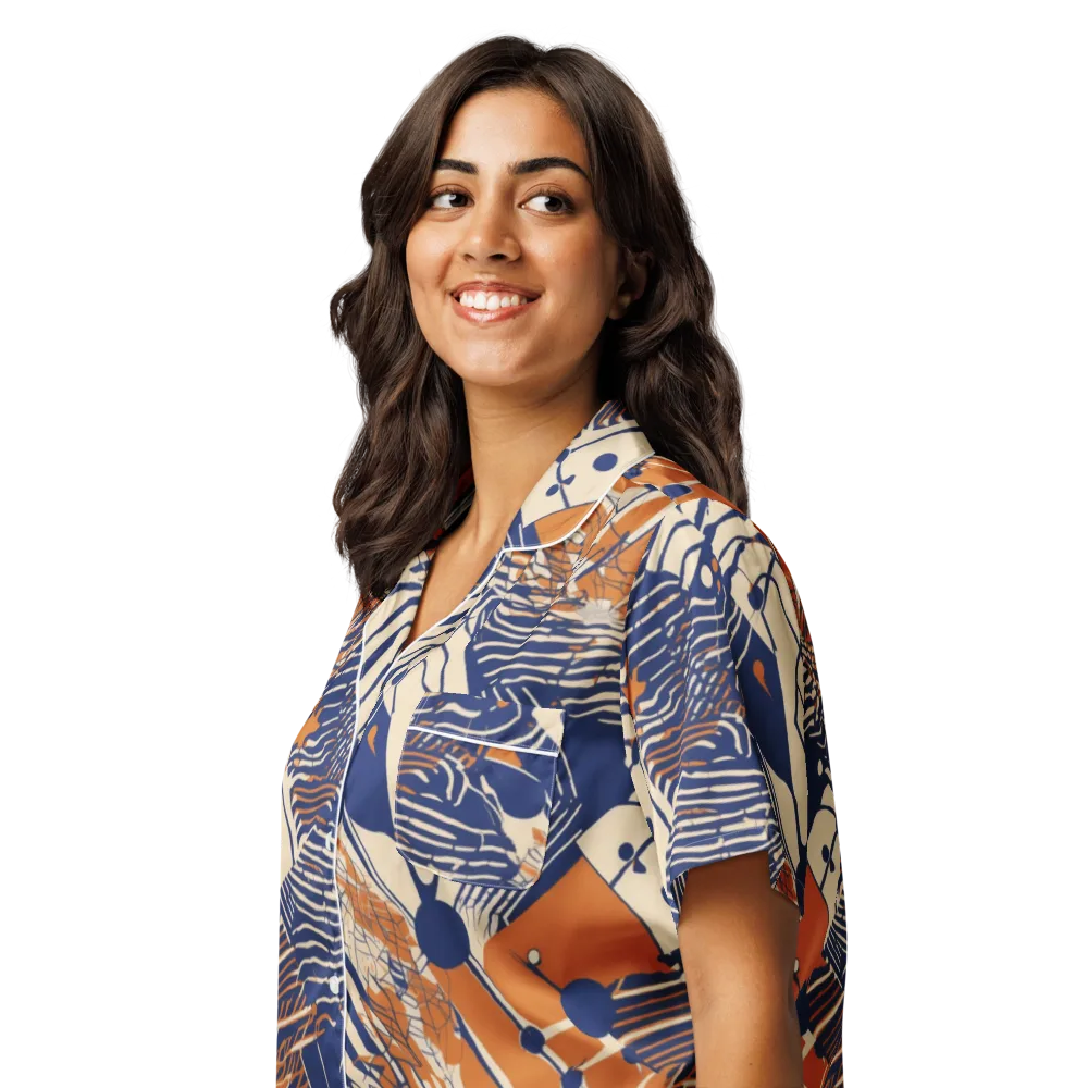 Indigo Tectonics on Women's Short Sleeve Pajama Top — Left Front