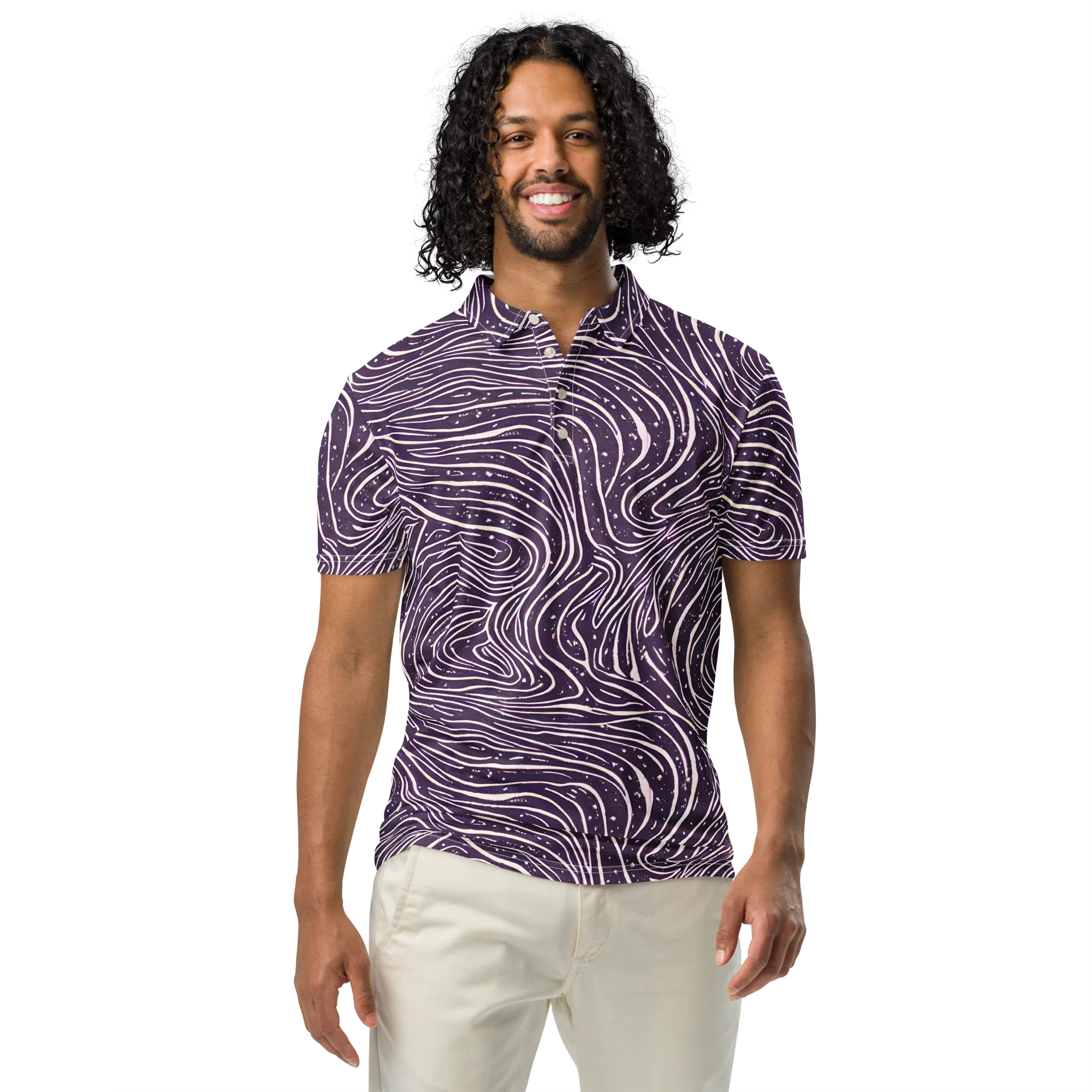 Aubergine Current on Men's Slim Fit Polo Shirt — Front