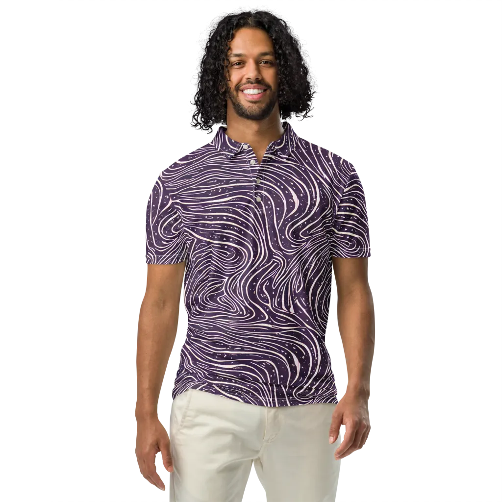 Aubergine Current on Men's Slim Fit Polo Shirt — Front