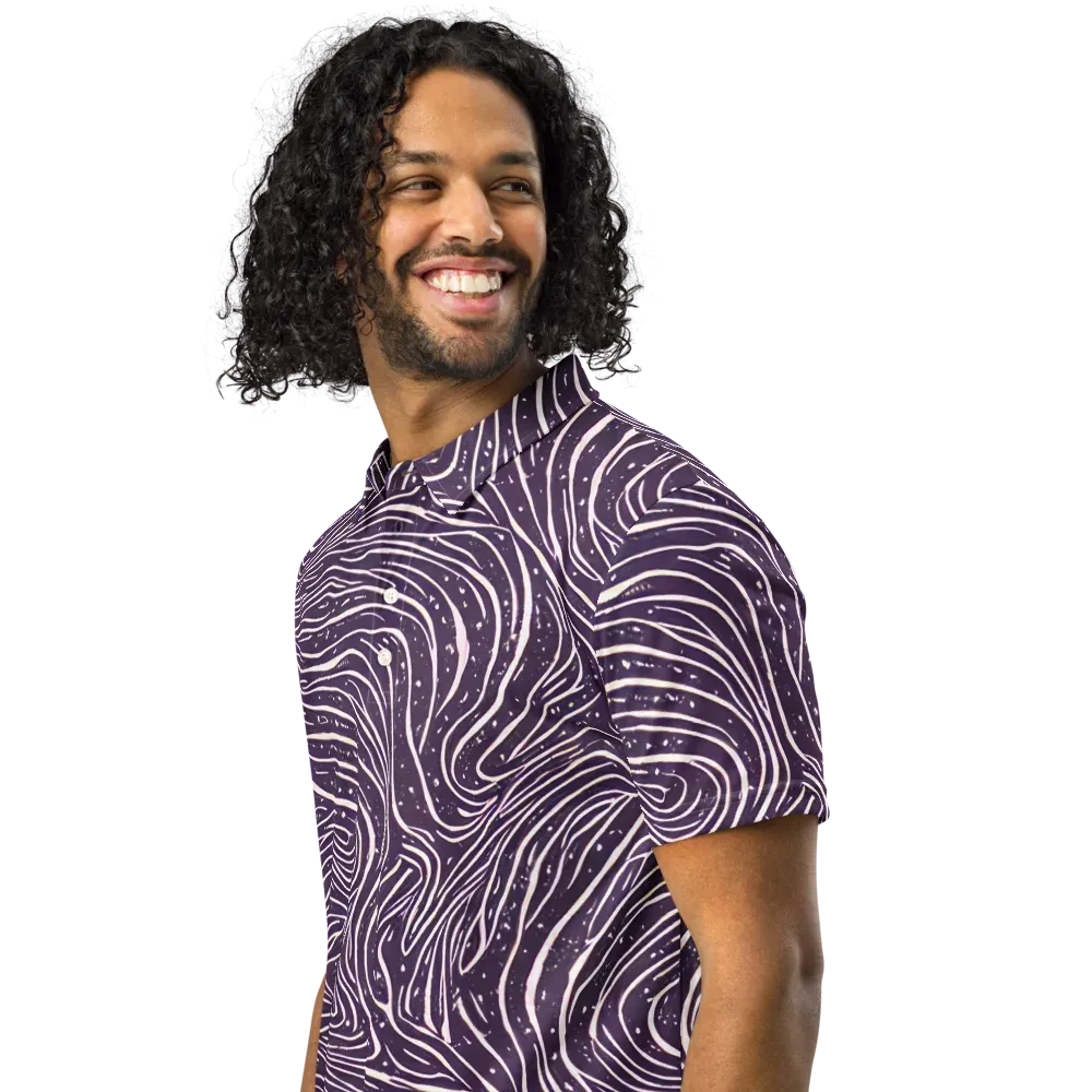 Aubergine Current on Men's Slim Fit Polo Shirt — Left Front
