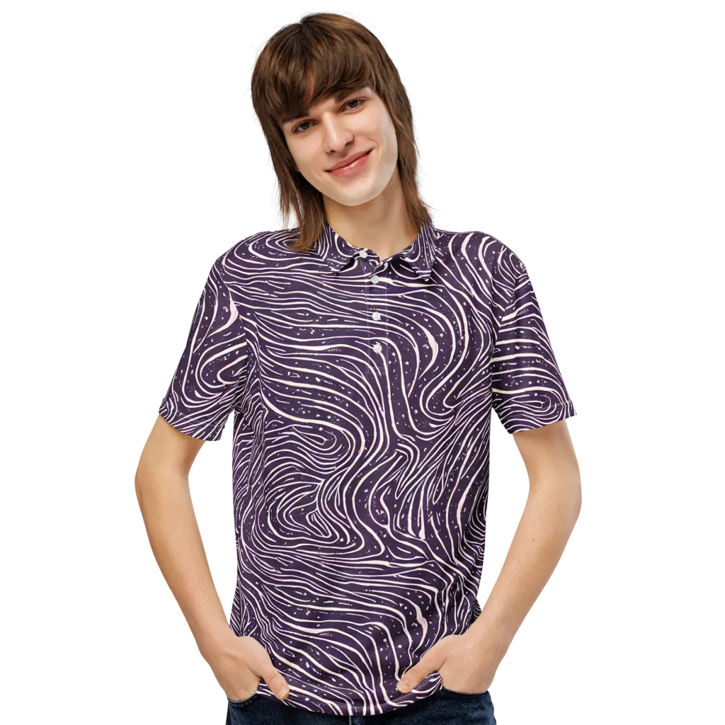 Aubergine Current on Men's Slim Fit Polo Shirt — Front