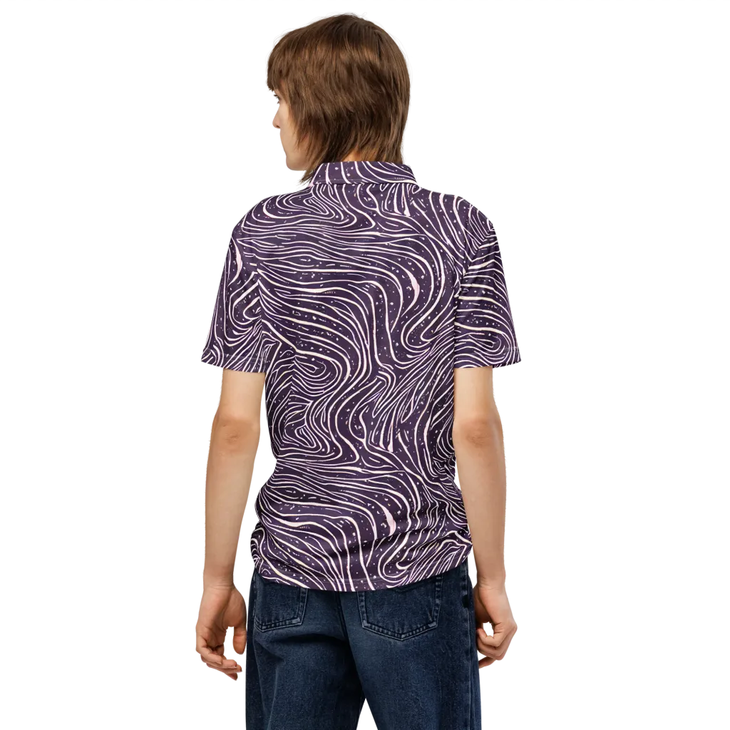Aubergine Current on Men's Slim Fit Polo Shirt — Back