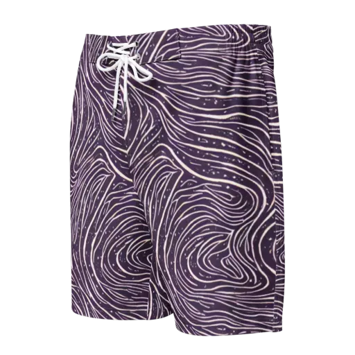 Aubergine Current on a Men's Board Shorts