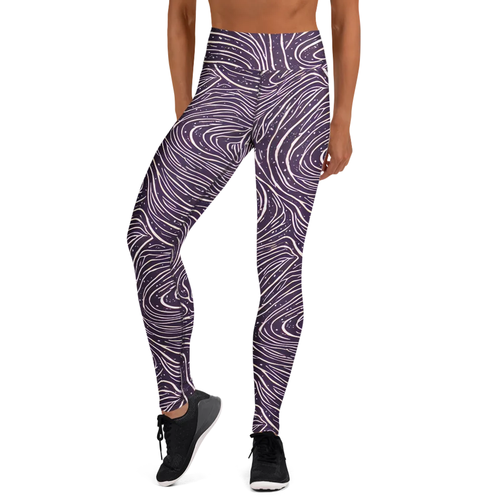 Aubergine Current on Yoga Leggings — Front