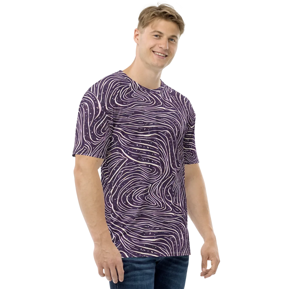 Aubergine Current on Men's Crew Neck T-Shirt — Right