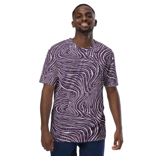 Aubergine Current on a Men's Crew Neck T-Shirt