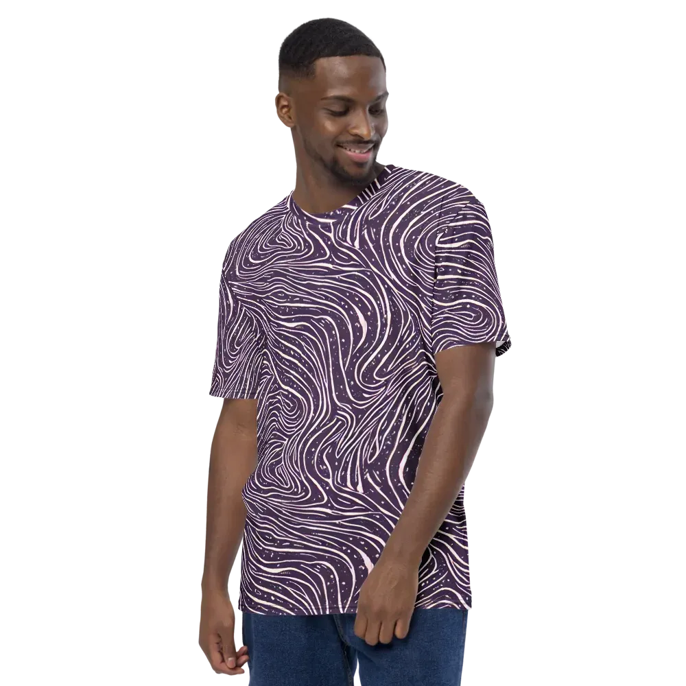Aubergine Current on Men's Crew Neck T-Shirt — Left