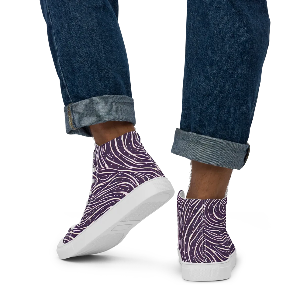 Aubergine Current on Men's High Top Canvas Shoes — Back