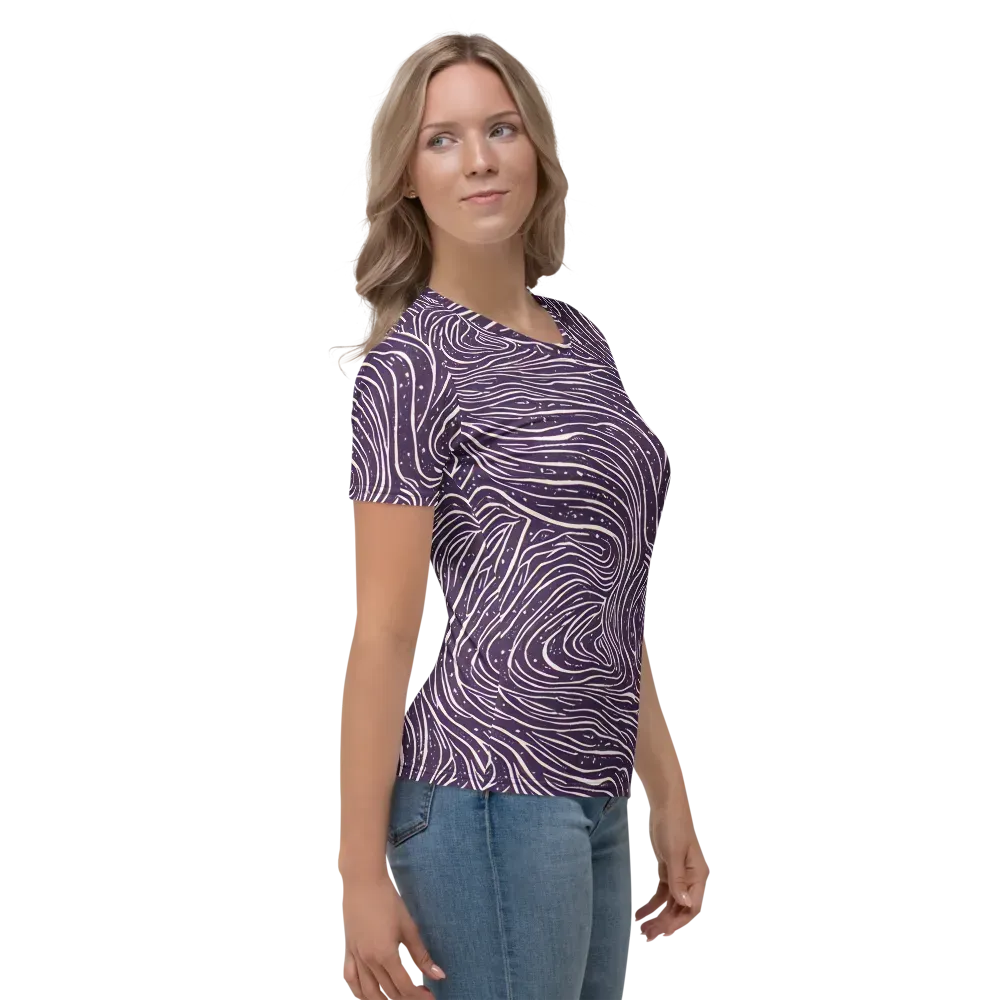Aubergine Current on Women's Crew Neck T-Shirt — Right