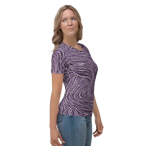 Aubergine Current on a Women's Crew Neck T-Shirt