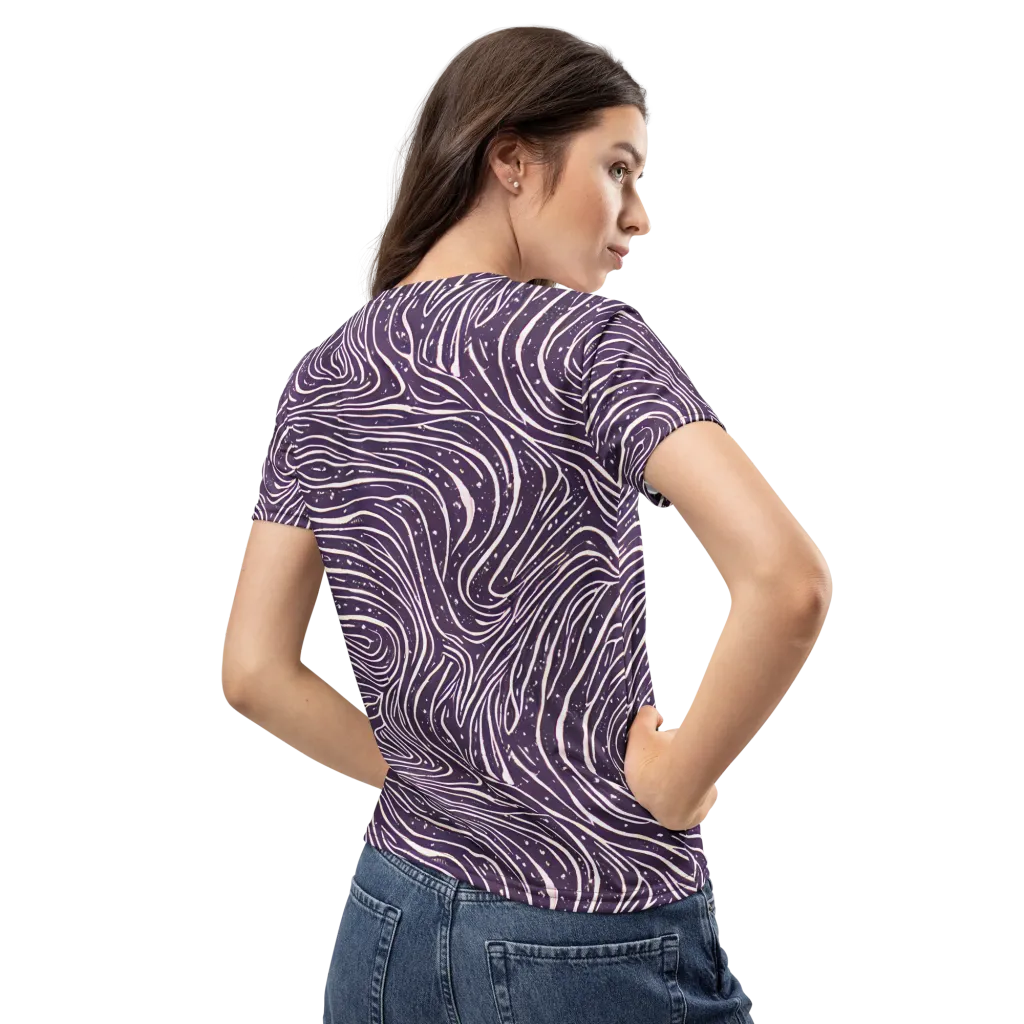 Aubergine Current on Women's Crew Neck T-Shirt — Back