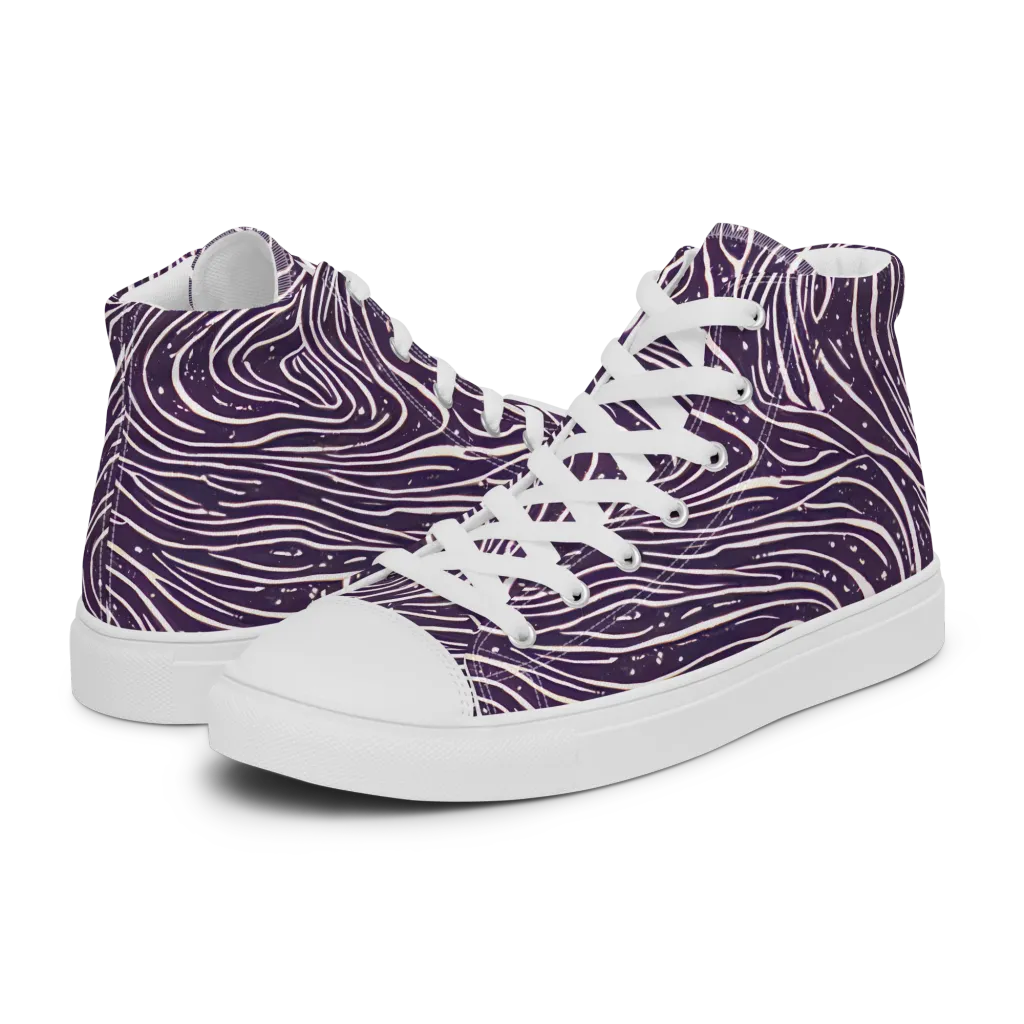 Aubergine Current on Women's High Top Canvas Shoes — Left