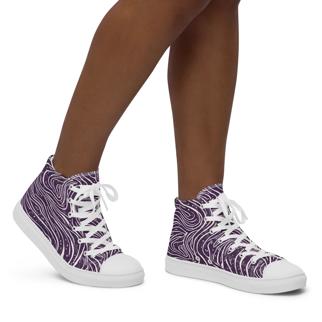Aubergine Current on Women's High Top Canvas Shoes — Right