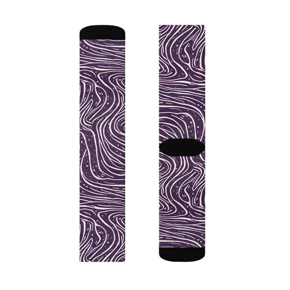 Aubergine Current on Socks — Right Sock