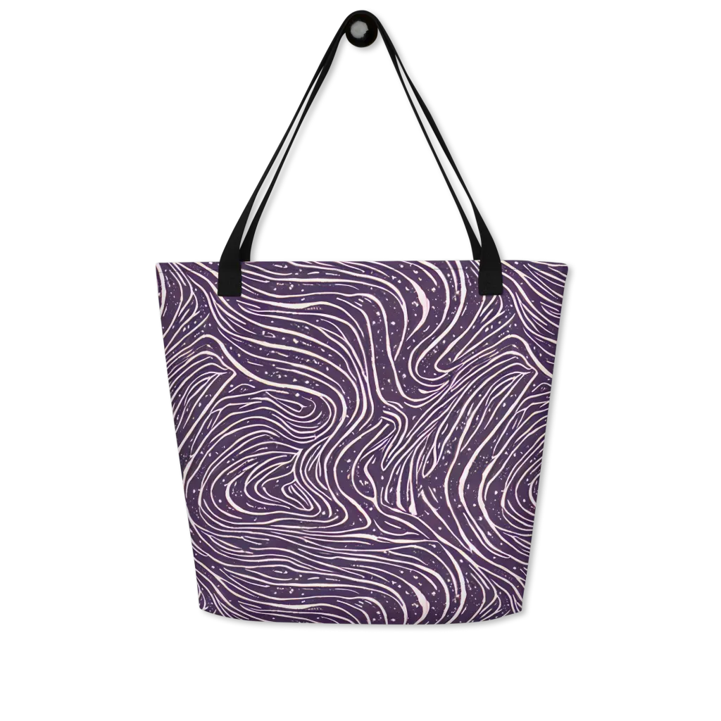 Aubergine Current on Large Tote Bag W/ Pocket — Front